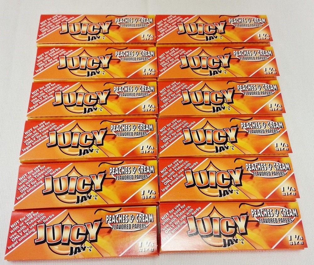 12-Pack Juicy Jay's 1 1/4 Rolling Papers in Peaches & Cream with Free Shipping