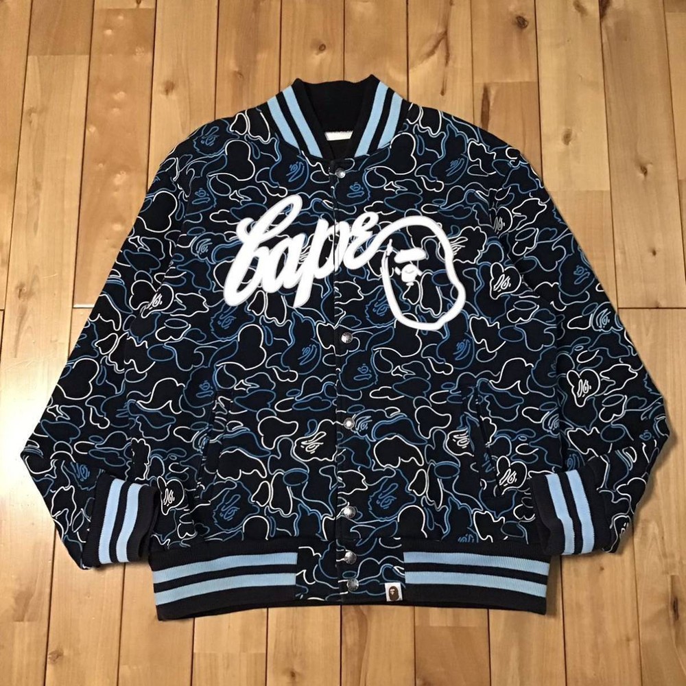 Neon Camo Sweatshirt Stadium Jacket M Size A Bathing Ape Bape Sweat Varsity