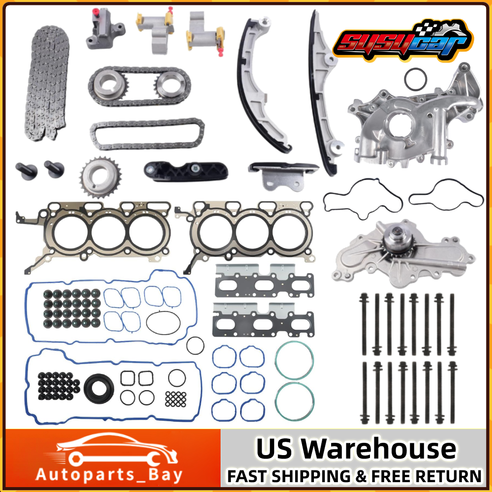 Timing Chain Oil&Water Pump Kit Head Gaskets Bolts for Ford Lincoln Mazda 3.5L