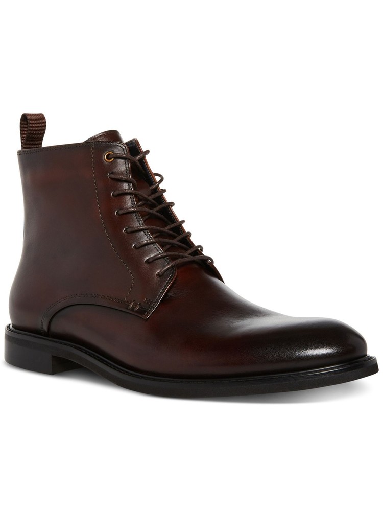 Steve Madden Yenith Brown Leather Pull-Tab Boots for Men Size 10.5 M