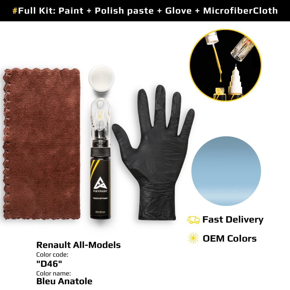 Renault D46 Bleu Anatole Easy Apply Touch Up Paint for Scratch Repair  