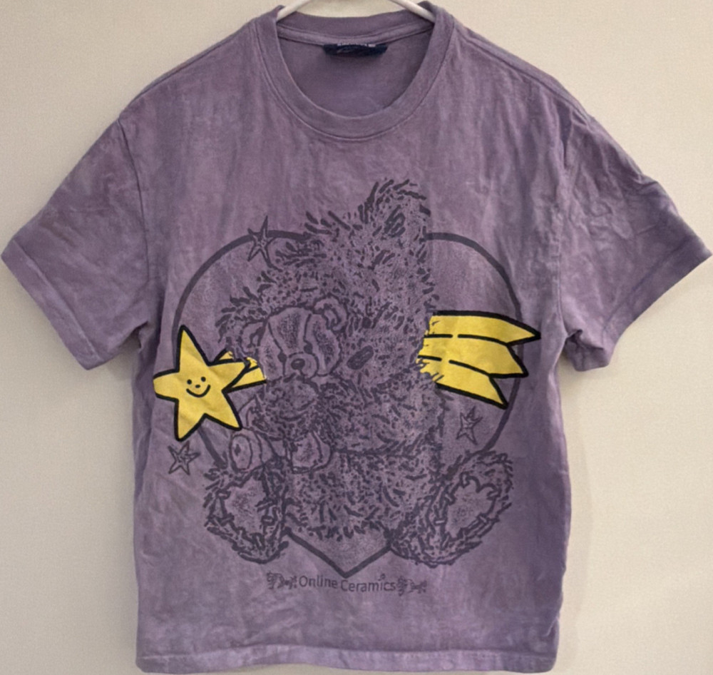 Online Ceramics ‘Nothing’ Hand Dipped Dyed T-Shirt Bear - Purple S