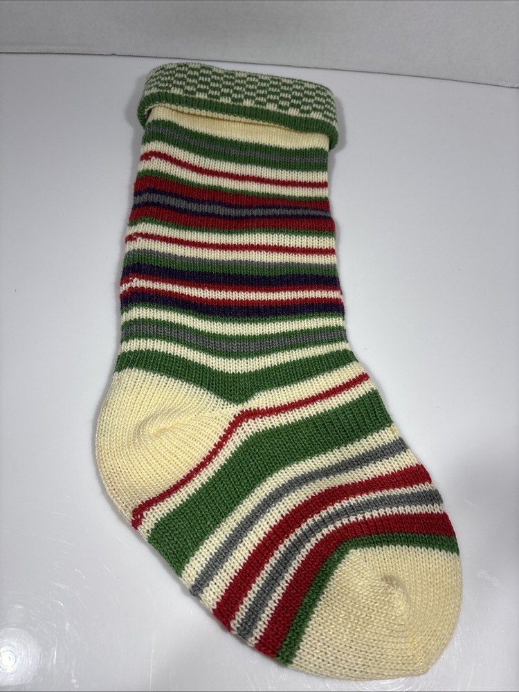 Red/cream/ Green/ Purple striped christmas stockings