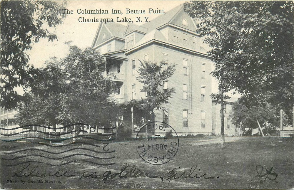 1908 Chautauqua Lake New York Columbian Inn Bemus MacFarlane Postcard 25-8627