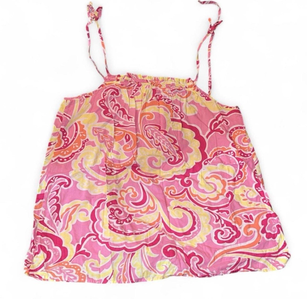 Y2K GAP Pink Yellow Paisley Cami Top Kids XXL Fits XS S 2000s Vintage