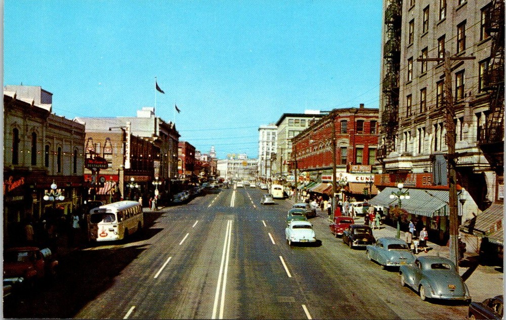 1940s Douglas Street View Downtown Victoria BC Canada Vintage Postcard