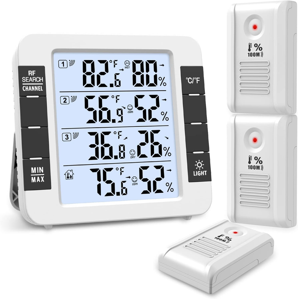 Indoor Outdoor Thermometer, Indoor Digital Hygrometer Thermometer, LCD Backlight