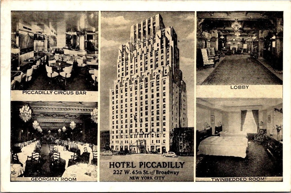 Hotel Piccadilly NYC New York 1947 Multi-View Postcard Times Square Area