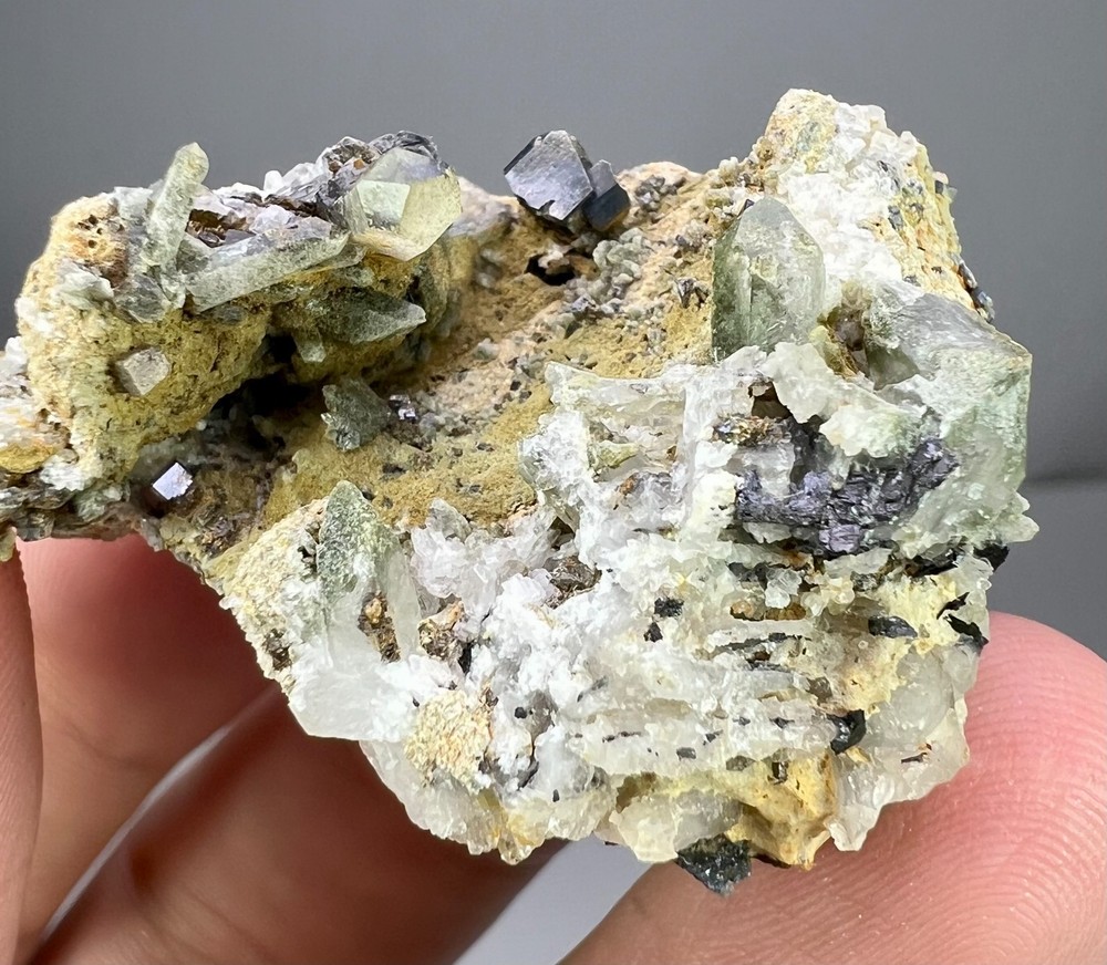 35 GM Anatase Crystals with Chlorine Quartz on Matrix Baluchistan Pakistan Z6