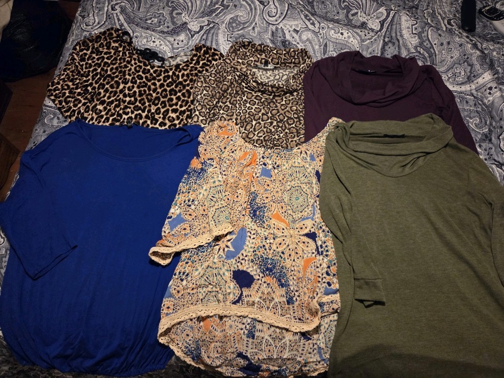 Lot of 6 Women's 3/4 Sleeve Tops Size Large Different Brands