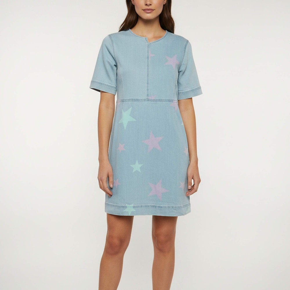 Stella McCartney Kids Blue Star Print Denim Mini Dress 14 Yrs