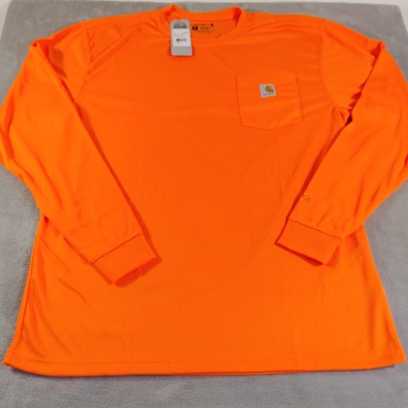 Carhartt Shirt Mens Large Tall Orange Force Long Sleeve Color Enhanced Tee