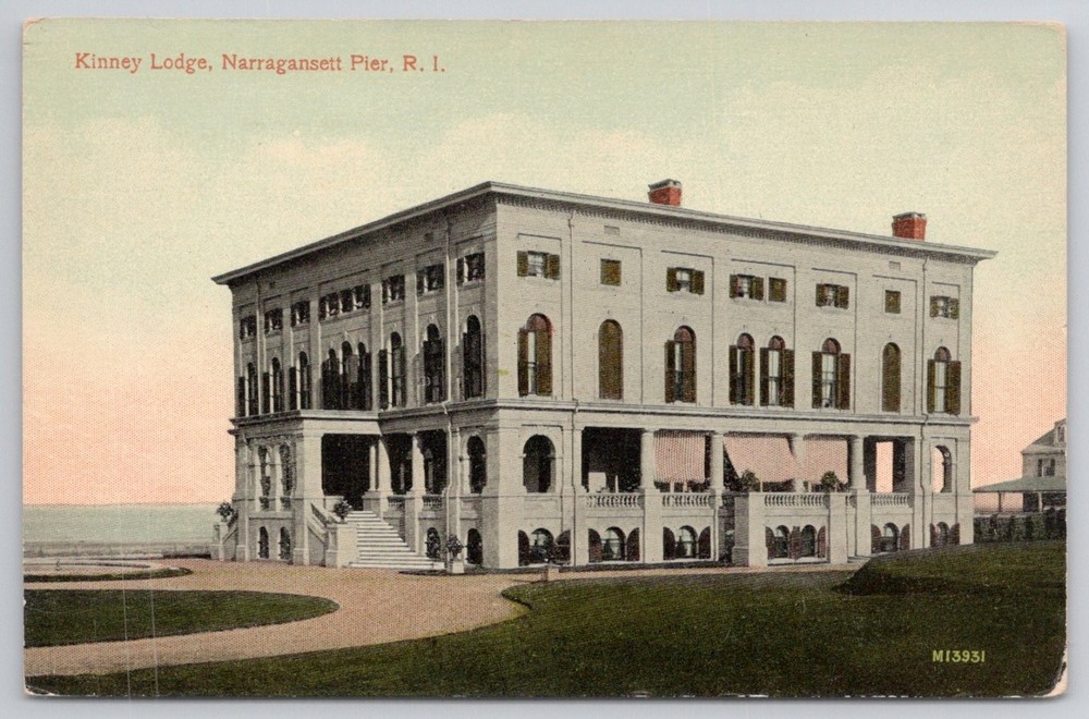 Kinney Lodge Narragansett Pier RI Americhrome Vintage Postcard c.1910