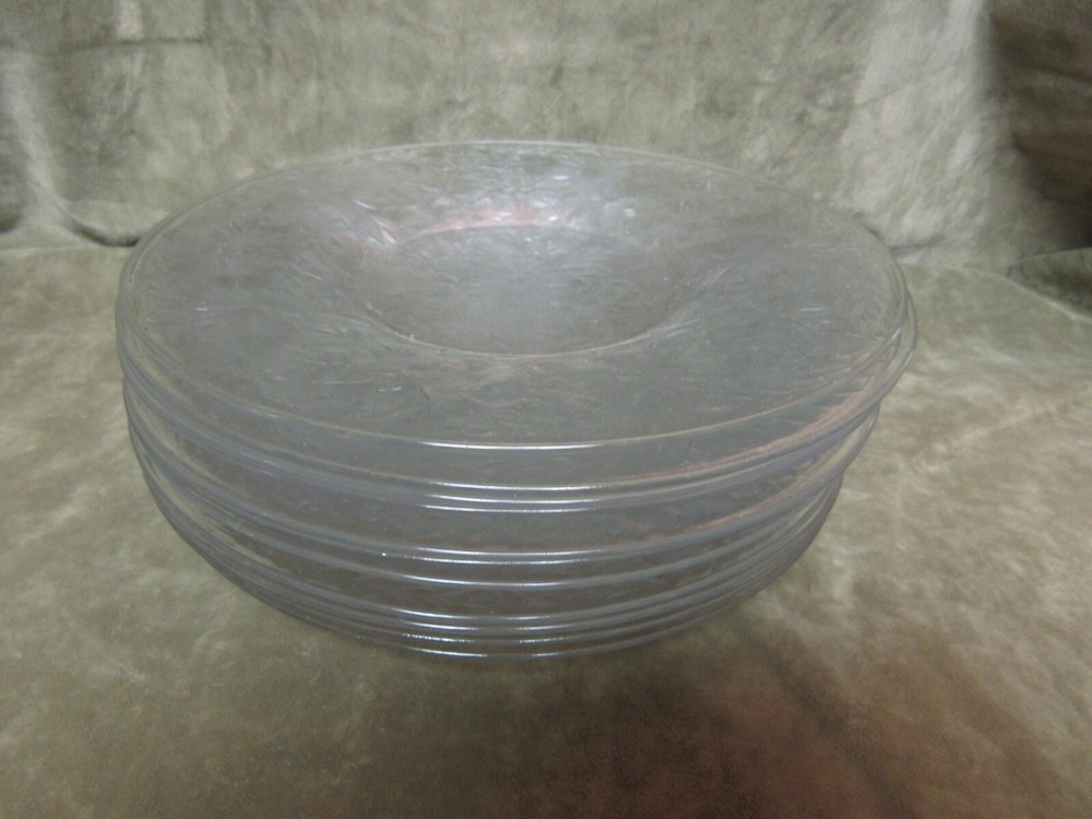 1930's Heisey Glass Crystal Clear Color Cut Flower Lunch Plate Stem 3368 Lot