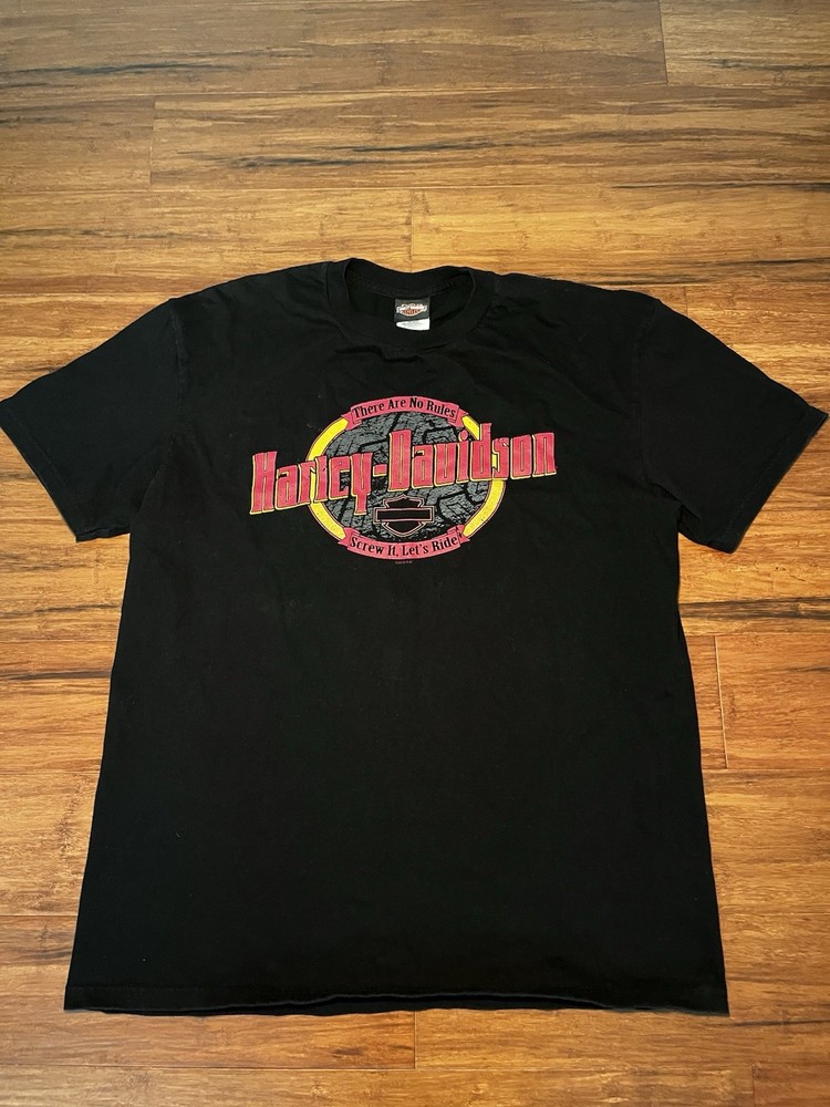 Harley-Davidson Men's Black Graphic Print Double-Sided Crew Tee Shirt XL