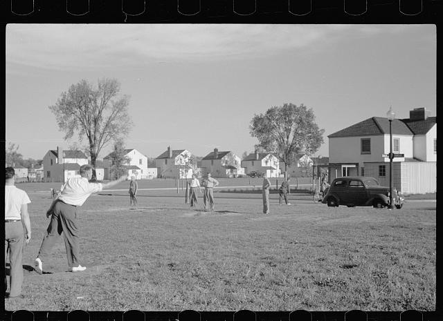 Photo:Greendale Wisconsin 1939 Pitching Horseshoes FSA Neighborhood Scene