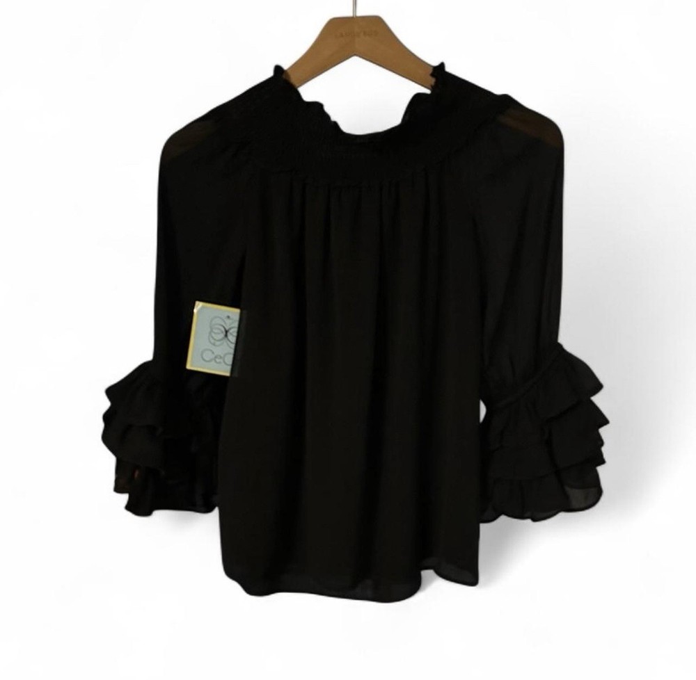 CeCe Long Ruffle Sleeve Blouse Women’s XS Feminine Chic Lightweight Top