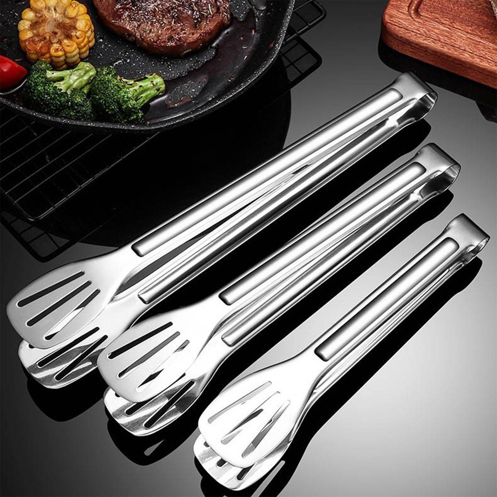 Stainless Steel Kitchen Tongs Food Serving Grill Multi Purpose Cooking Tongs