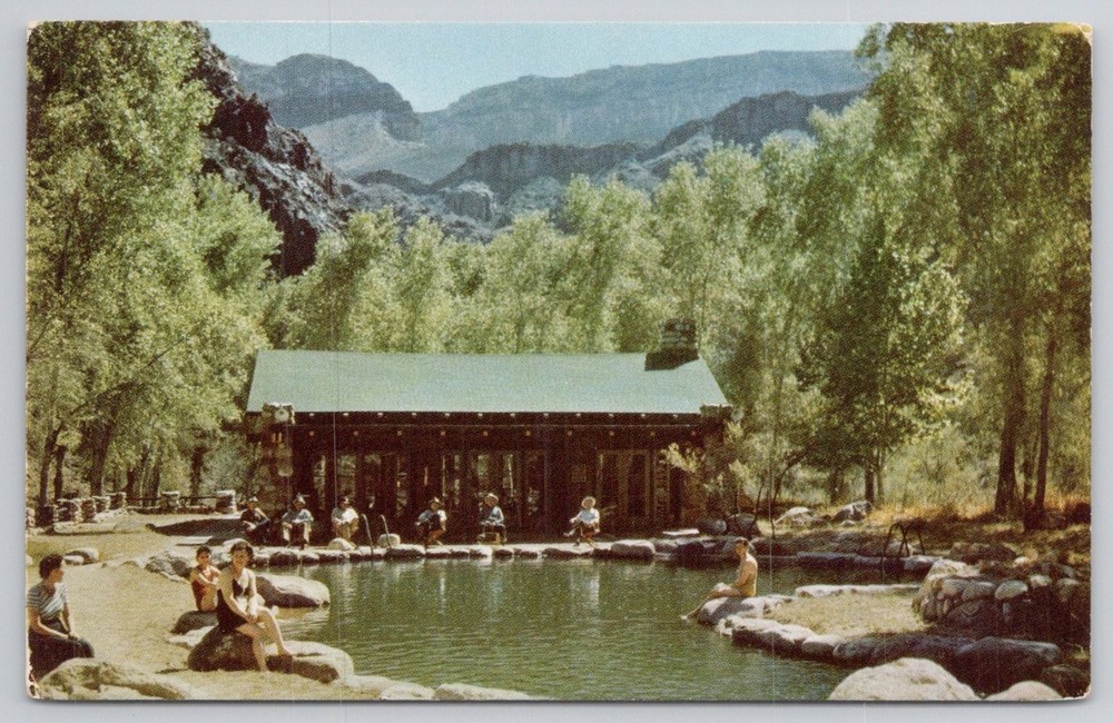 Phantom Ranch Grand Canyon AZ Swimming Pool Fred Harvey Postcard Vintage