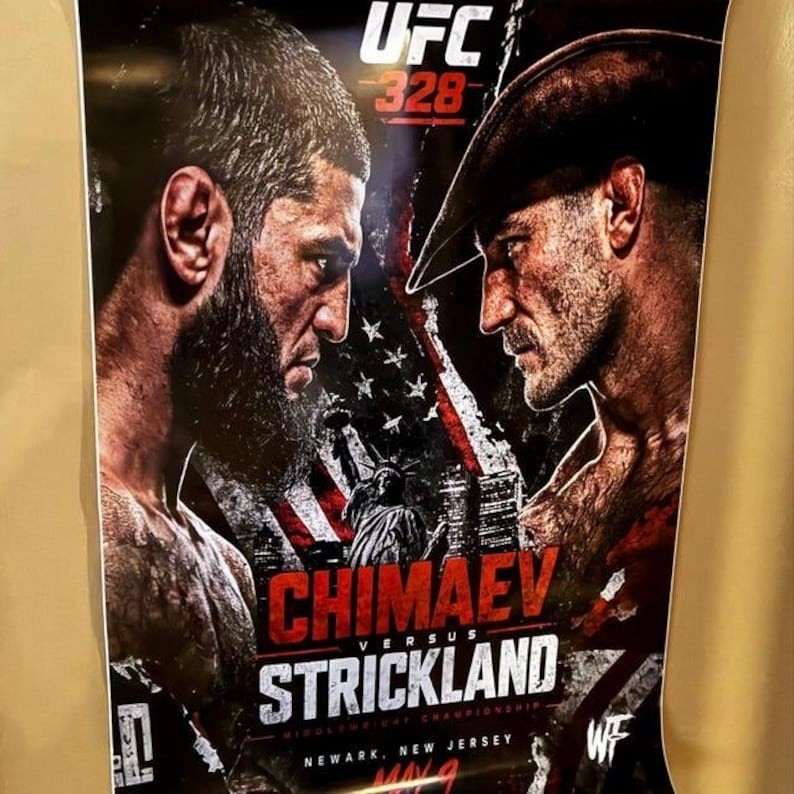 UFC 328 Chimaev vs Strickland May 9 Fight Night Poster