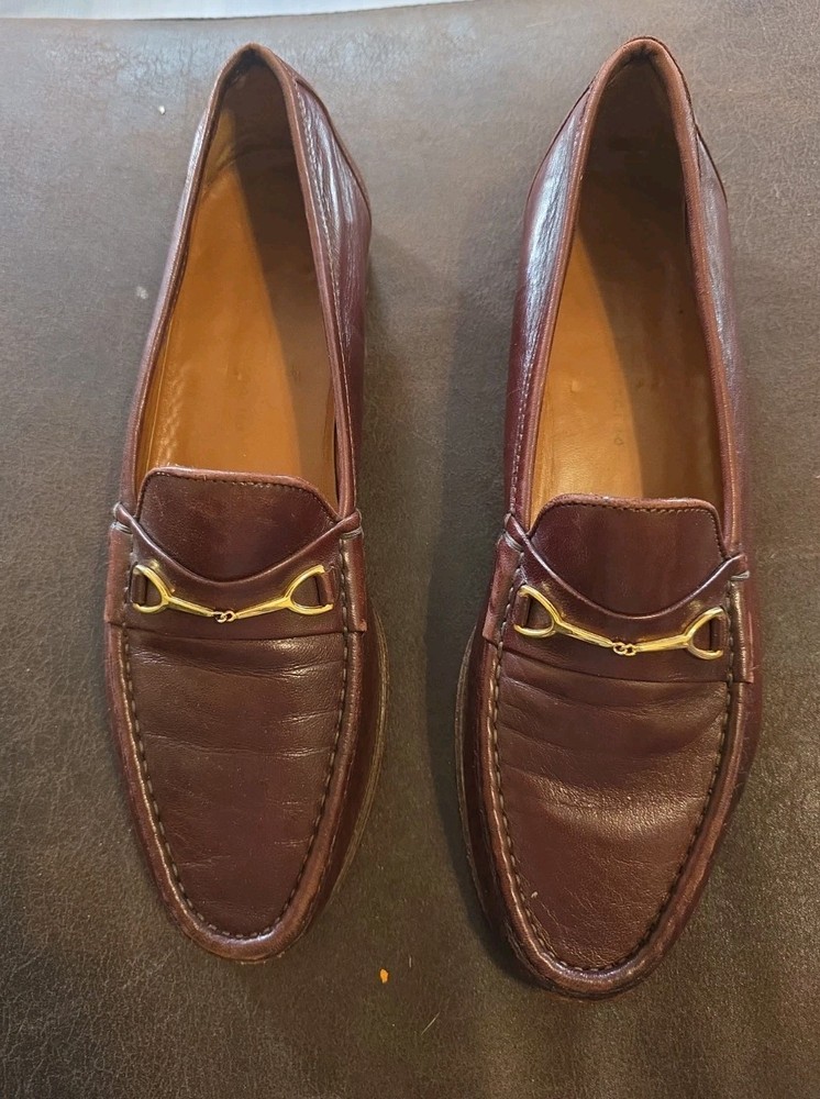 Vintage Gucci Horsebit Loafers Burgundy Leather Men 10 1/2   (B)  Width Leather