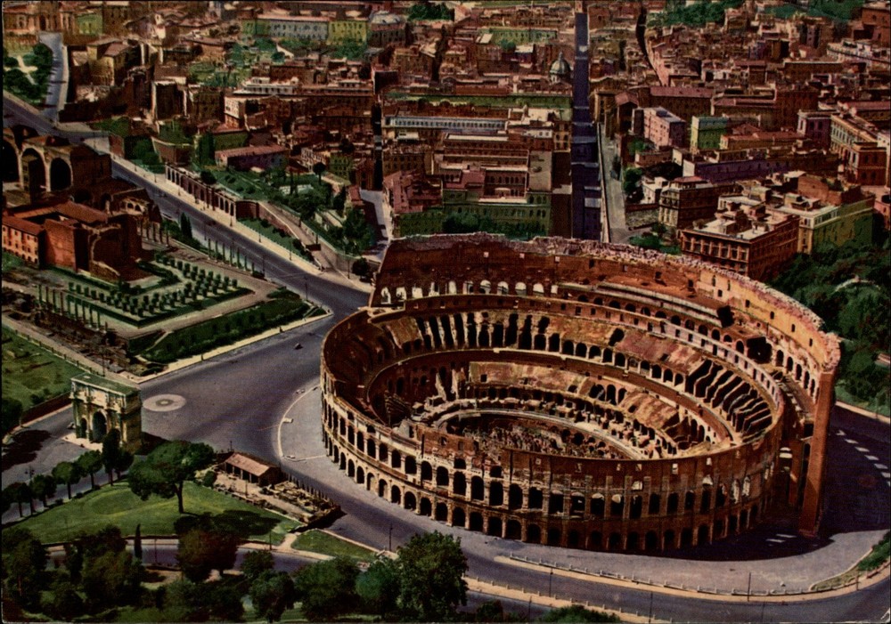 Colosseum Rome Lazio Italy Aerial view vintage postcard z776