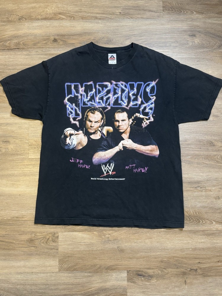 Vintage Y2K The Hardy Boyz Lightning T-Shirt Matt Jeff WWF WWE Wrestling Size XL