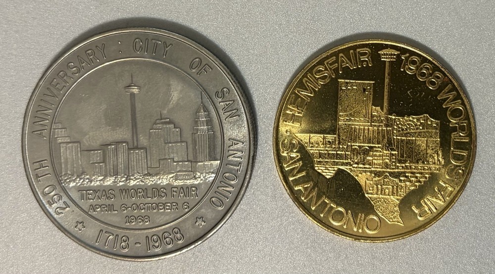 1968 San Antonio Hemisfair & Texas Worlds Fair Convention Medals Alamo Astrodome