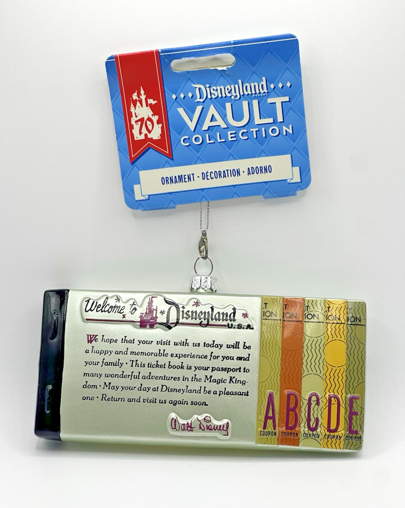 Disneyland 70th Anniversary Iconic Ticketbook Ornament Disney Vault Collection