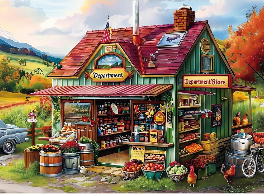 300 Piece Jigsaw Puzzle for Adults Large Piece Shop Puzzle Recycled Cardboard Pa