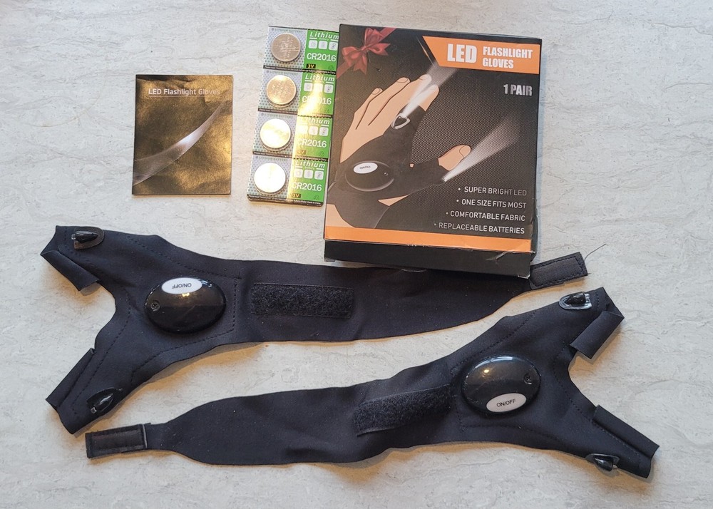LED Flashlight Gloves for Outdoor Fishing Camping Hiking Mechanics Repair USA