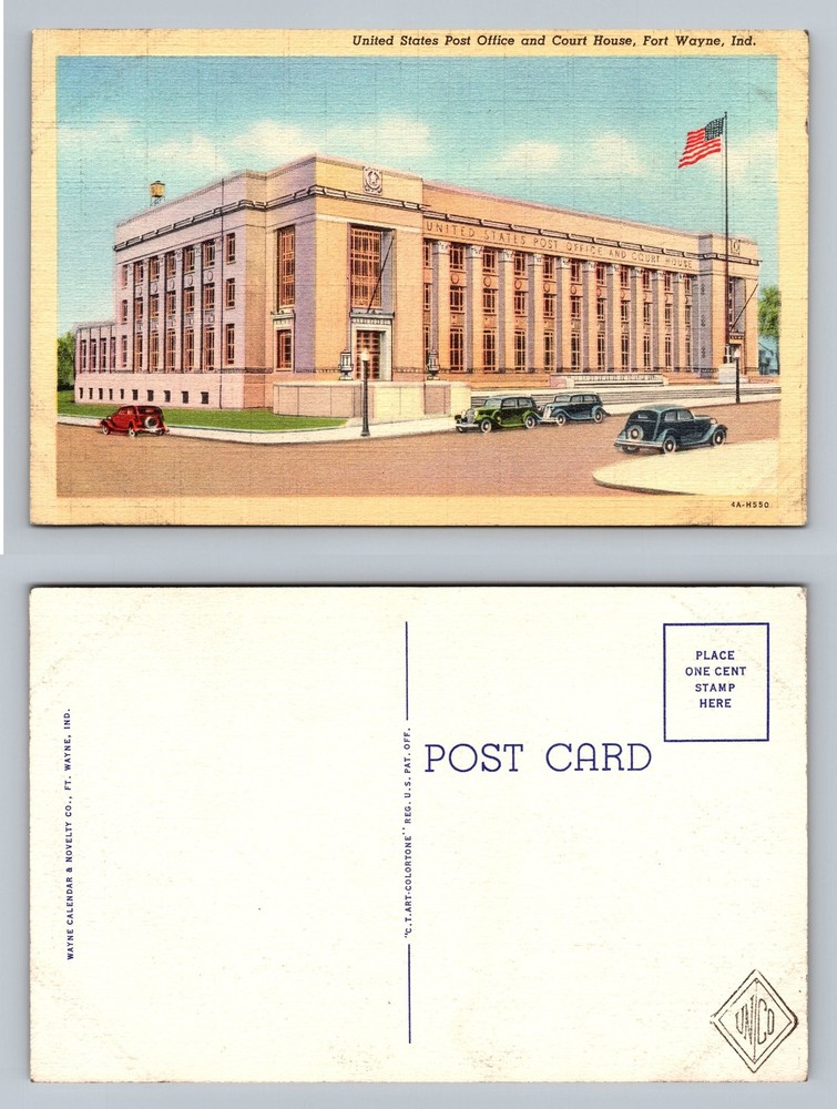 Fort Wayne, IN-Indiana, Post Office & Court House Scene Card Vintage Postcard