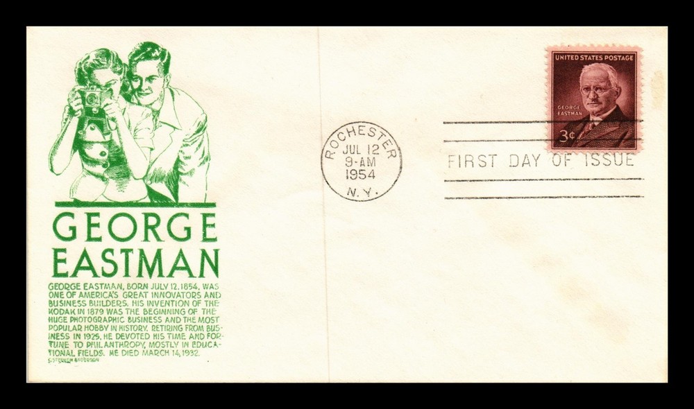 Dr Jim Stamps Us Cover George Eastman First Day Issue Anderson Cachet