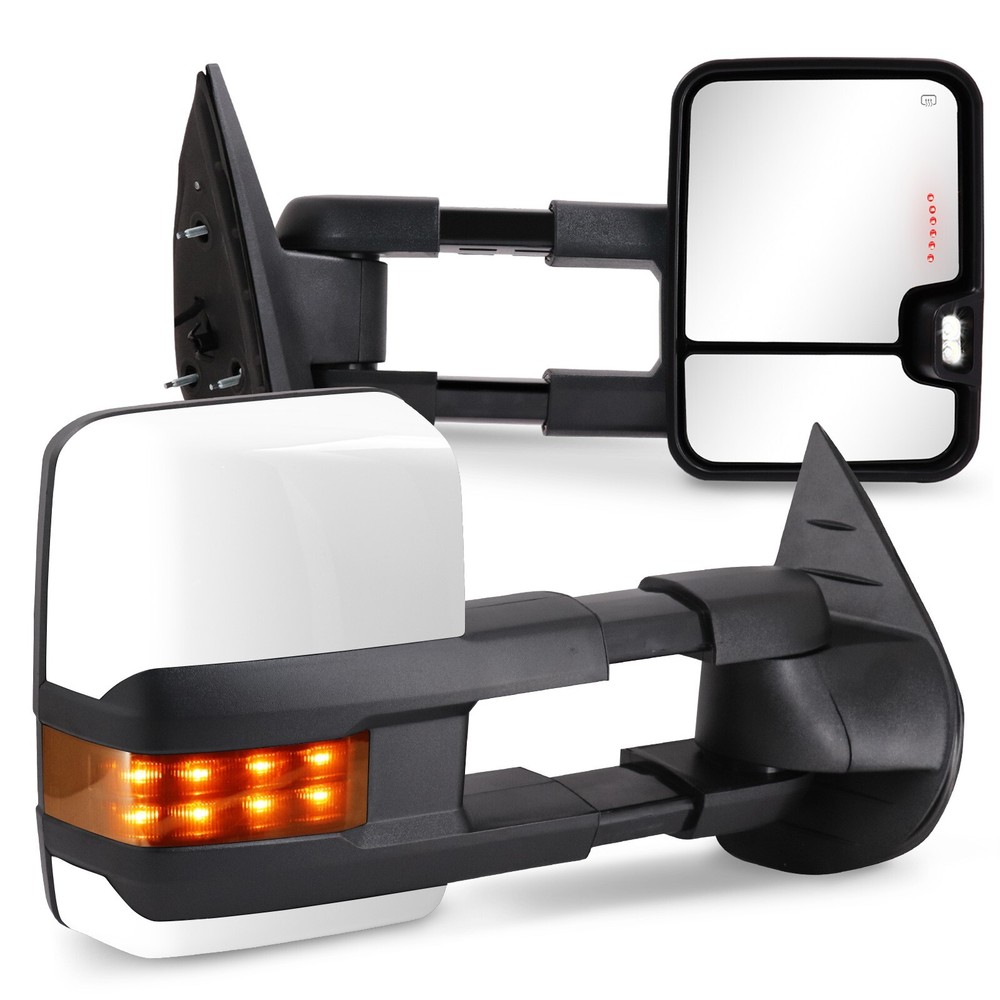 Used White Power Heated Tow Mirrors for 2007-2014 Chevy Silverado GMC Sierra