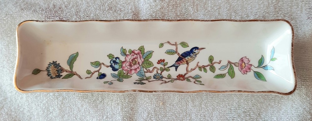 Aynsley Pembroke Bone China Floral Bird Olive Nut Dish England