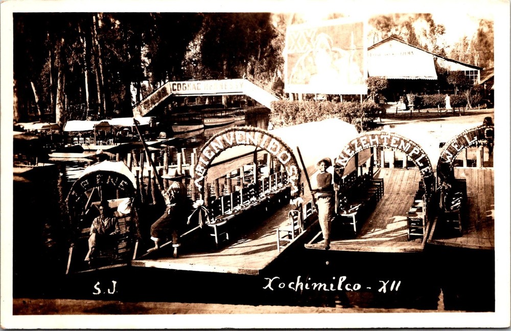 Mexico City MX  Xochimilco Canal Trajinera Boat Traditional RPPC Postcard  35672