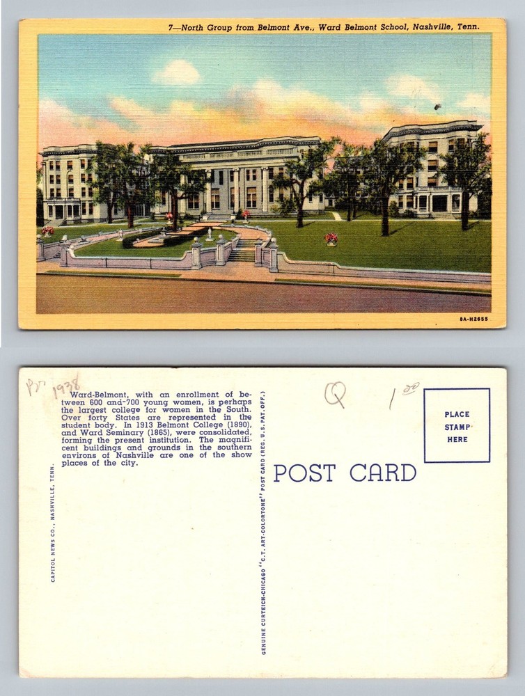Nashville, TN-Tennessee, Ward Belmont School North Group Vintage Postcard