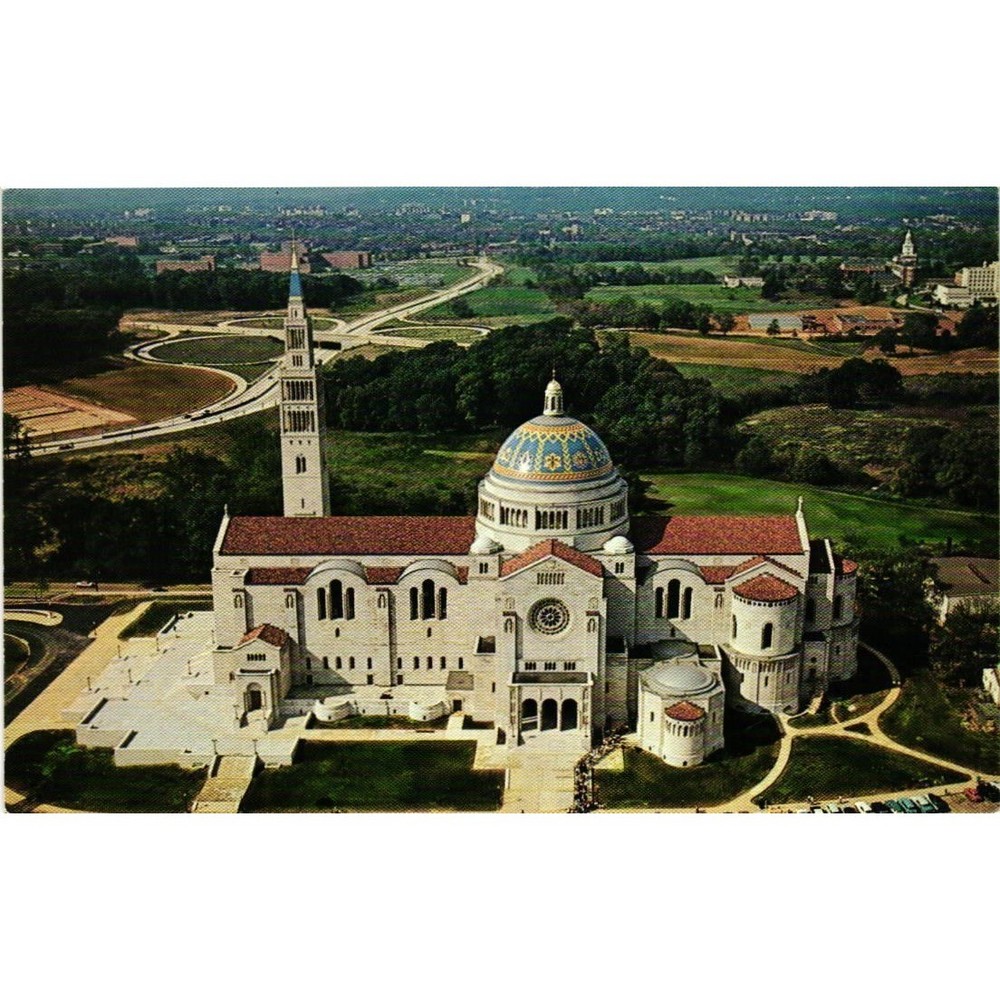 National Shrine of the Immaculate Conception Washington DC Aerial View Postcard