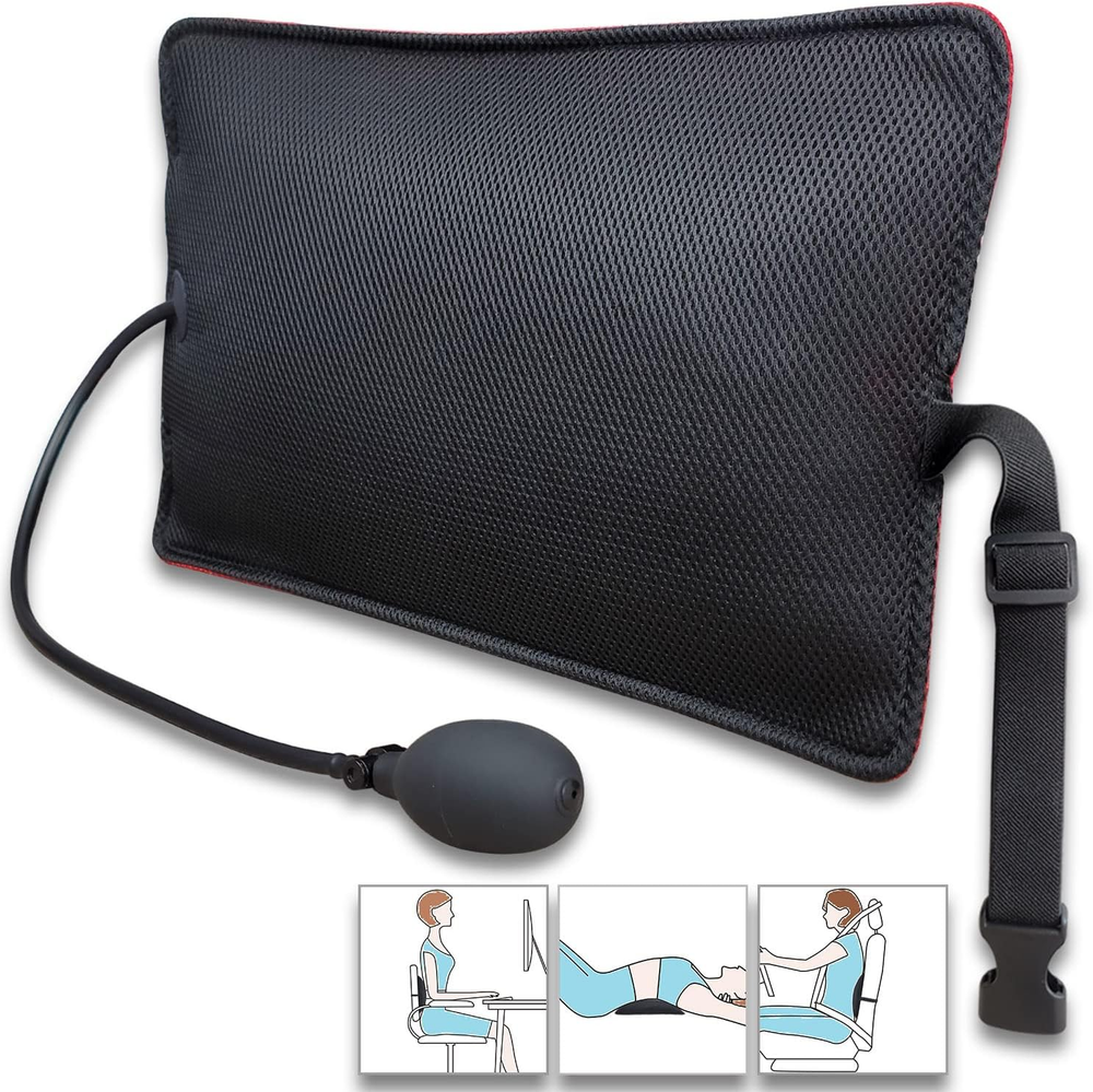 Inflatable Lumbar Support Pillow Office Chair and Car Seat, Back Support Cushion