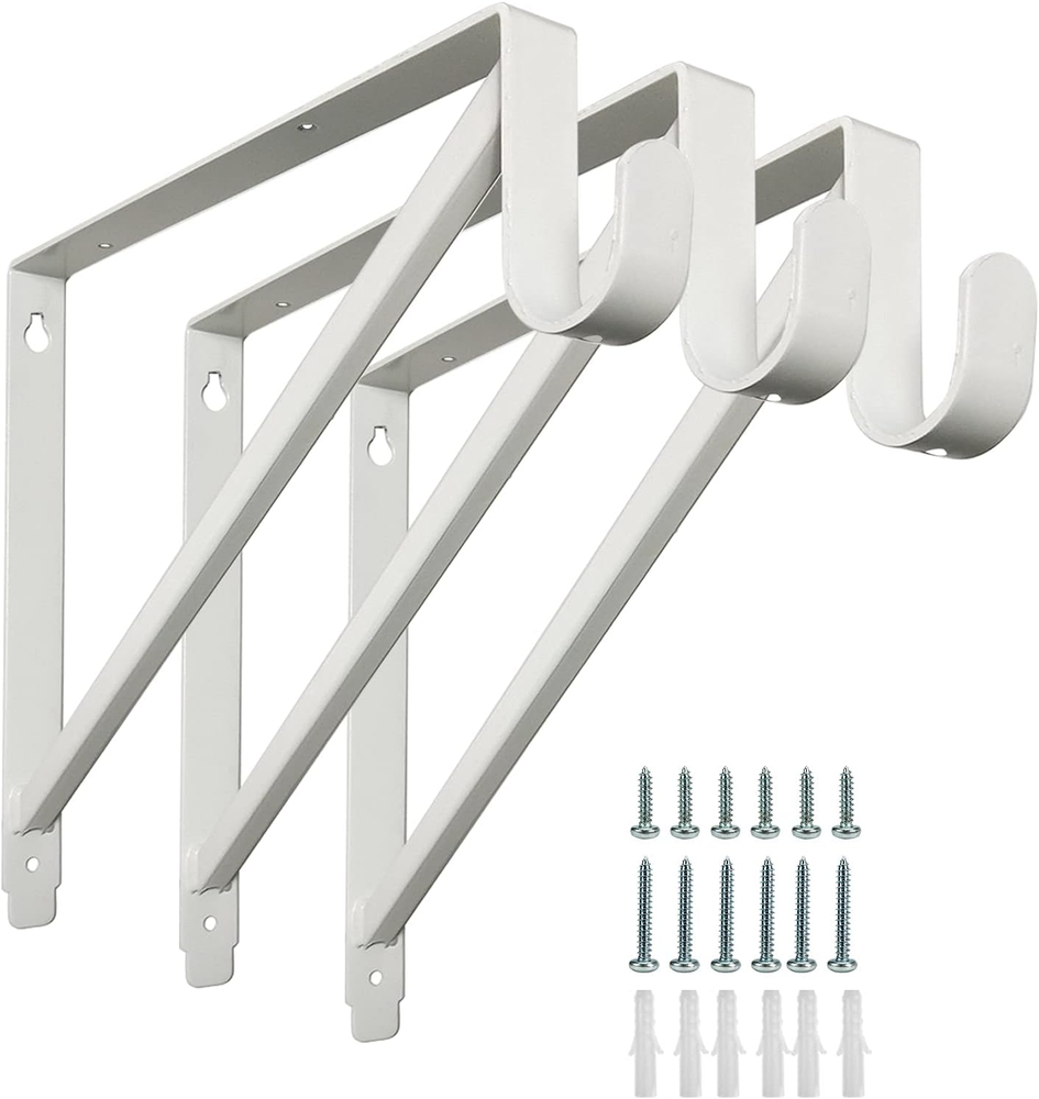 Heavy Duty White Closet Shelf and Rod Brackets 3 Pack