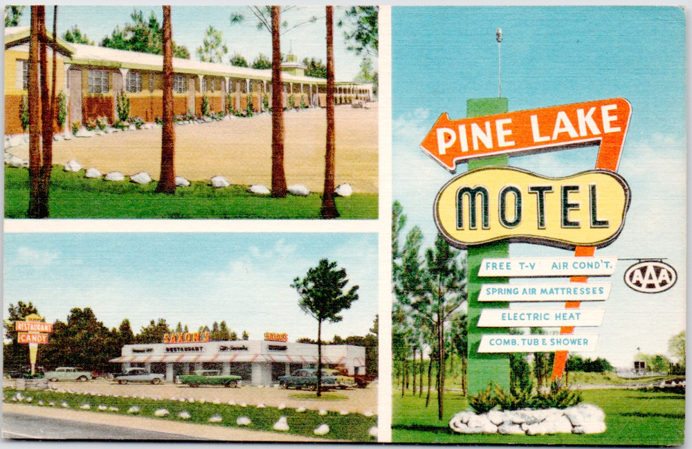 Pine Lake Motel Montgomery Alabama Hotel 1940 Vintage Linen Postcard