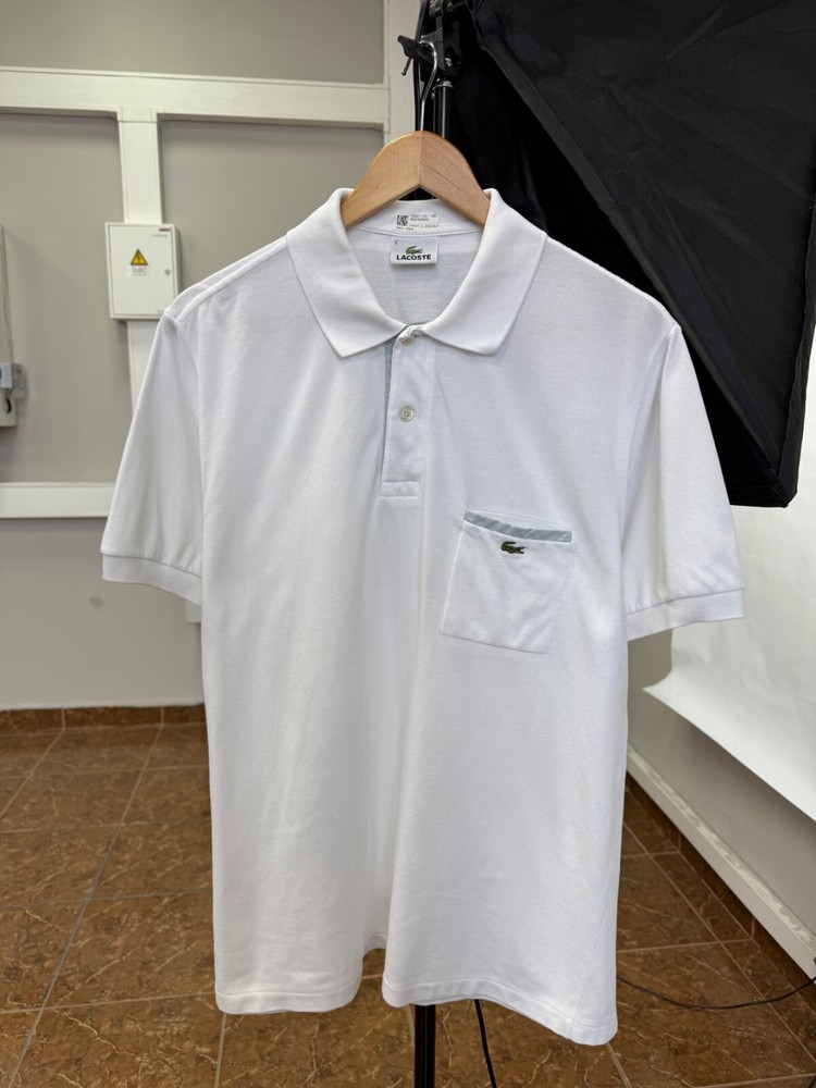 🇫🇷 Vintage 90s Lacoste Polo T-Shirt Made In France Retro Rare size L White