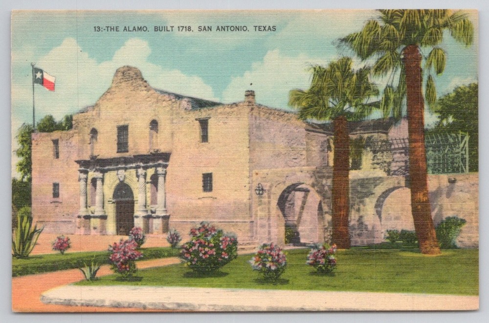 Vintage Linen Postcard: The Alamo, San Antonio, Texas - Historic Landmark