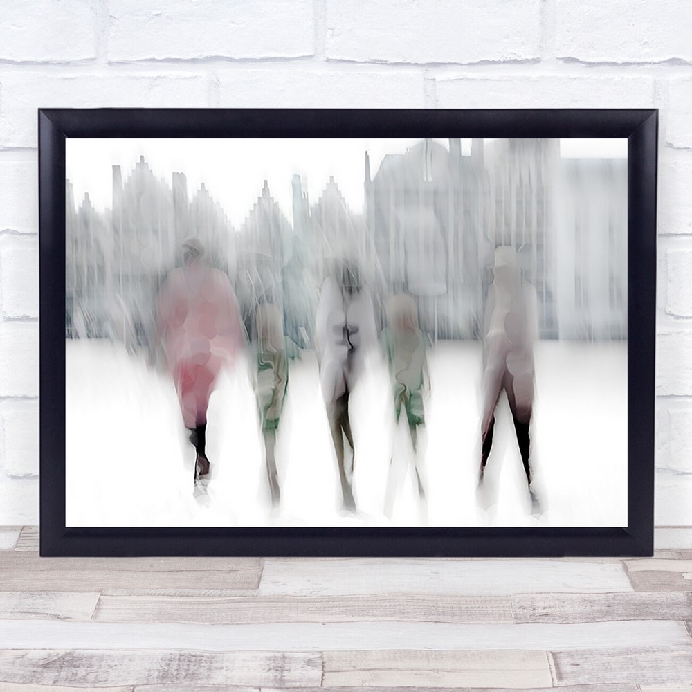 Gosttown Conceptual Snow Building People Figures Family Women Children Art Print