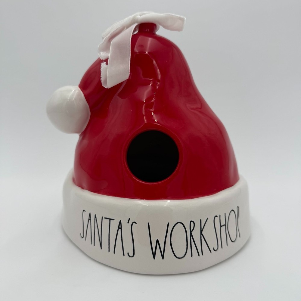 Rae Dunn Artisan Collection Santa's Workshop Santa Hat Birdhouse Christmas Decor
