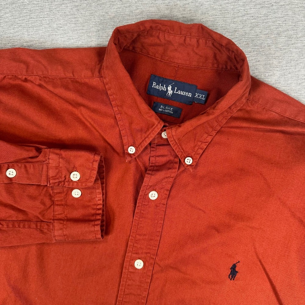 Polo Ralph Lauren Blake Shirt Mens XXL Burnt Orange Button Down Long Sleeve EUC