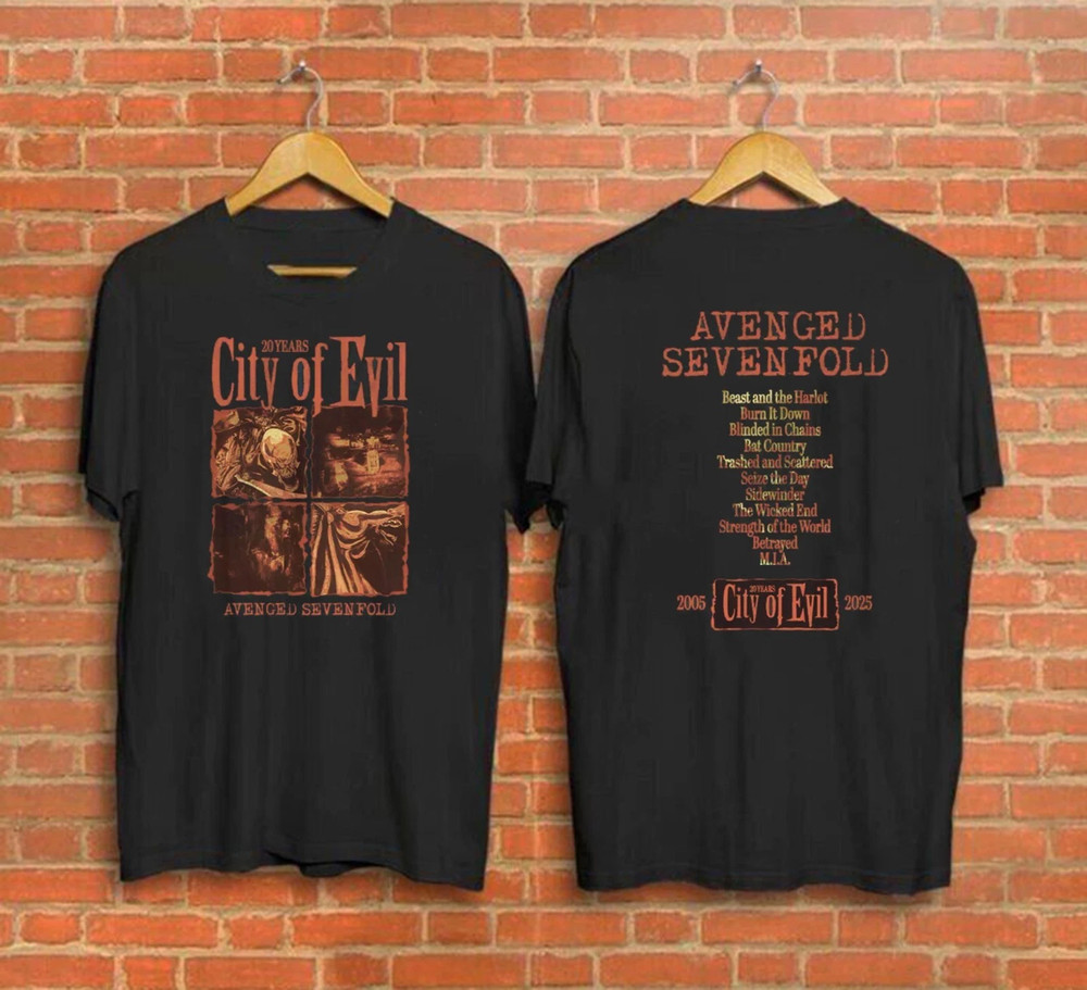 Avenged Sevenfold A7X City Of Evil 20th Anniversary Two-Sided T-Shirt S-5XL