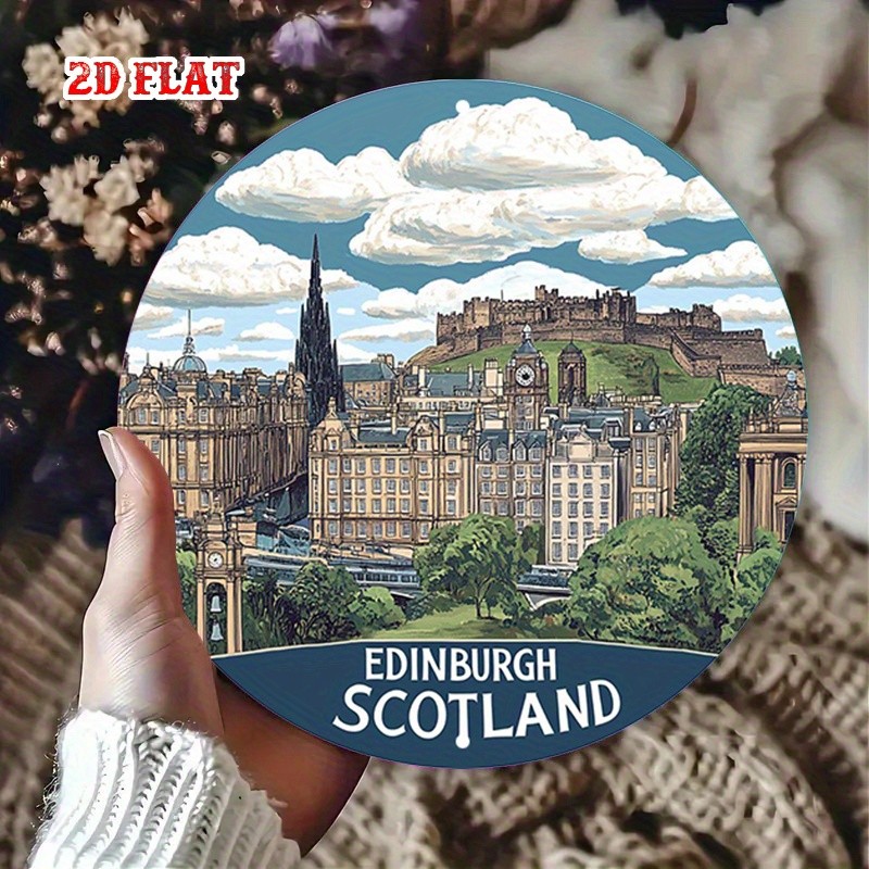 Edinburgh Castle Scotland Round Aluminum Sign Country Art