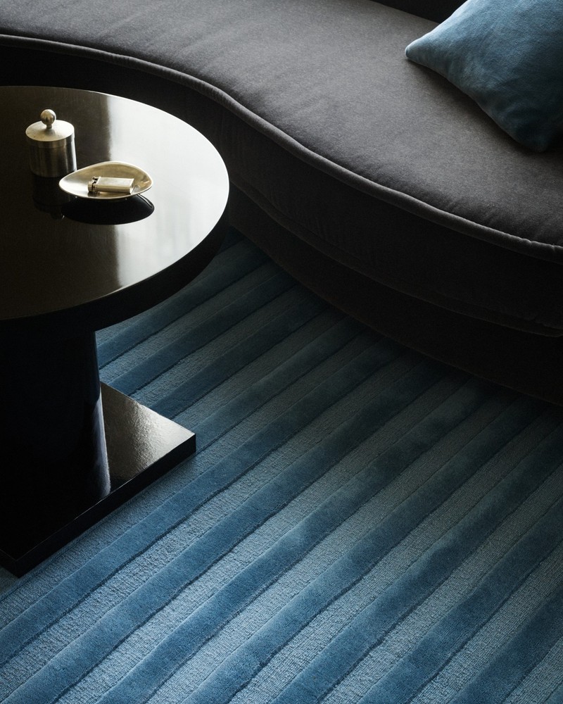 Nordic Knots Grand Wool Rug Steel Blue Minimalist Luxury Area Carpet