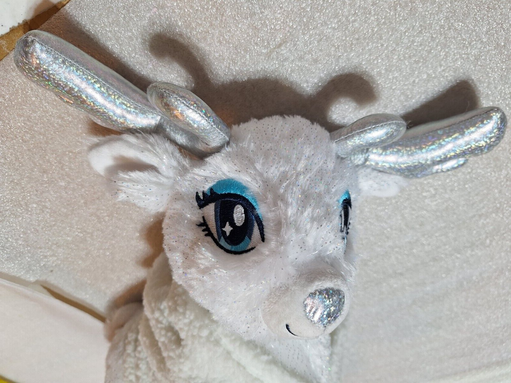 15-inch Build a Bear Merry Mission Glisten Reindeer Plush with Silver Glitter Hoodie  